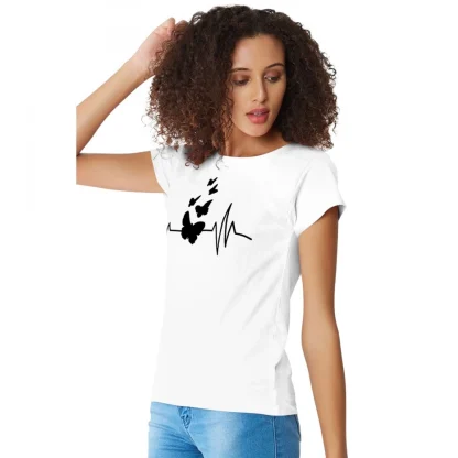 Women's Cotton Western Wear T Shirt (White) - Image 5