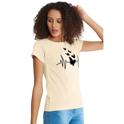 Women's Cotton Western Wear T Shirt (Cream) - Image 3