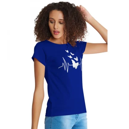 Women's Cotton Western Wear T Shirt (Royal Blue) - Image 3