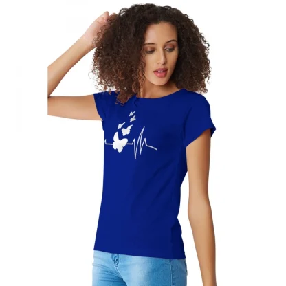 Women's Cotton Western Wear T Shirt (Royal Blue) - Image 5