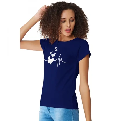 Women's Cotton Western Wear T Shirt (Blue) - Image 5