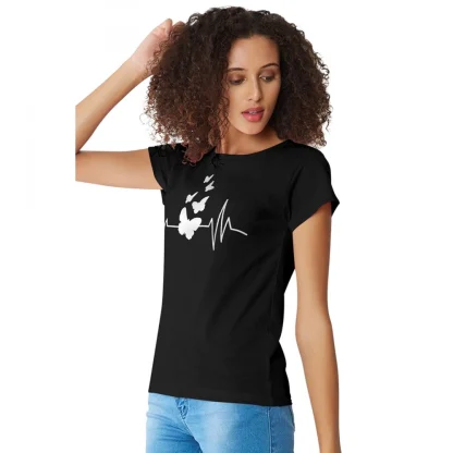 Women's Cotton Western Wear T Shirt (Black) - Image 5