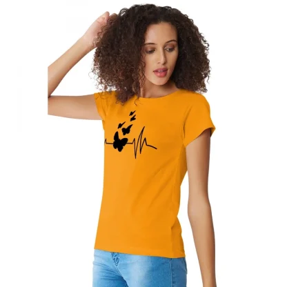 Women's Cotton Western Wear T Shirt (Yellow) - Image 5