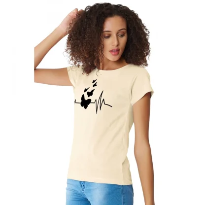 Women's Cotton Western Wear T Shirt (Cream) - Image 5