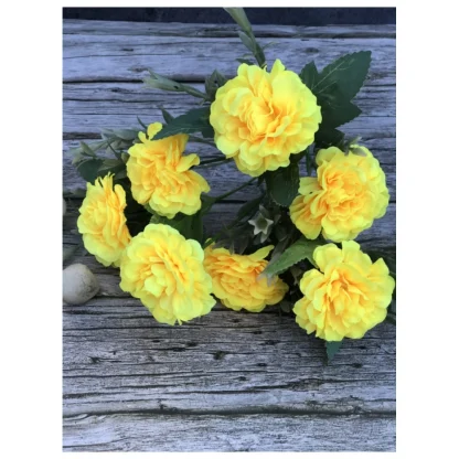 Artificial Flowers Bunch Bouquet Of 5 Marigold Genda Flowers For Home Decoration (Color: Yellow, Material: Silk Polyester) - Image 2