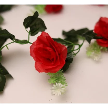 Artificial Red White Filler Rose Vines Flowers Plants Artificial Flower Creeper Hanging Rose For Home Decoration (Color: Red, Material: Silk Polyester) - Image 3