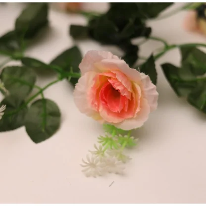 Artificial White Filler Rose Vines Flowers Plants Artificial Flower Creeper Hanging Rose For Home Decoration (Color: Pink_White, Material: Silk Polyester) - Image 2