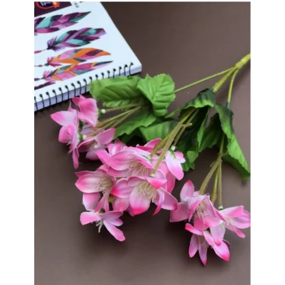 Artificial Flowers Bunch Bouquet Of Pink Blossoms For Home Decoration (Color: Pink, Material: Silk Polyester) - Image 3