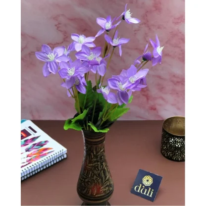 Artificial Flowers Bunch Bouquet Of Purple Blossoms For Home Decoration (Color: Purple, Material: Silk Polyester)