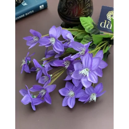 Artificial Flowers Bunch Bouquet Of Purple Blossoms For Home Decoration (Color: Purple, Material: Silk Polyester) - Image 2