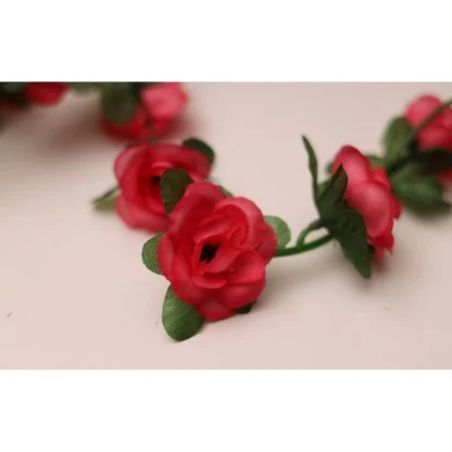 Artificial Darkpink Rose Vine Flowers Plants Artificial Flower Creeper Hanging Rose For Home Decoration (Color: DarkPink, Material: Silk Polyester) - Image 3