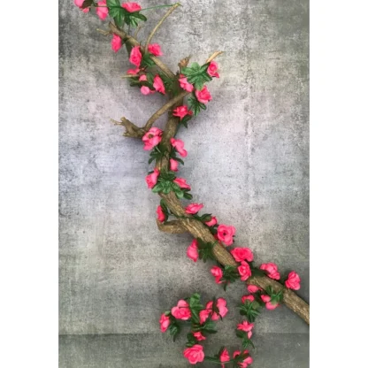 Artificial Darkpink Rose Vine Flowers Plants Artificial Flower Creeper Hanging Rose For Home Decoration (Color: DarkPink, Material: Silk Polyester) - Image 2