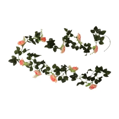 Artificial Light Pink White Filler Rose Vines Flowers Plants Artificial Flower Creeper Hanging Rose For Home Decoration (Color: LightPink, Material: Silk Polyester)