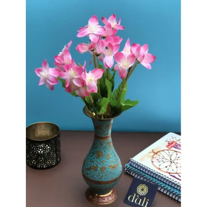 Artificial Flowers Bunch Bouquet Of Pink Blossoms For Home Decoration (Color: Pink, Material: Silk Polyester)