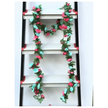 Artificial Rose Vine Flowers Plants Artificial Flower Creeper Hanging Rose For Home Decoration (Color: Multi, Material: Silk Polyester)