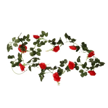 Artificial Red White Filler Rose Vines Flowers Plants Artificial Flower Creeper Hanging Rose For Home Decoration (Color: Red, Material: Silk Polyester)