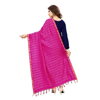 Women's Cotton Jari Woven Work Dupatta (Pink, Length:2-2.4 mtr) - Image 2