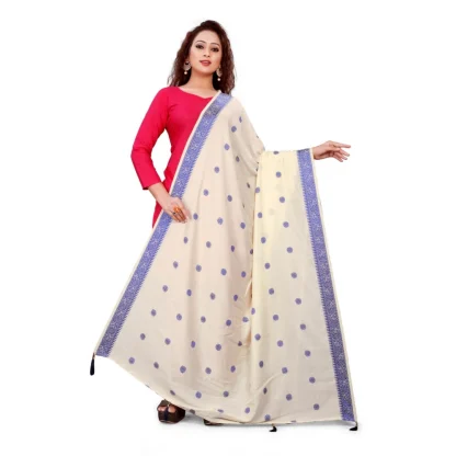 Women's Vichitra Viscose Silk Blend Jacquard Work Dupatta (Cream, Length:2-2.4 mtr)