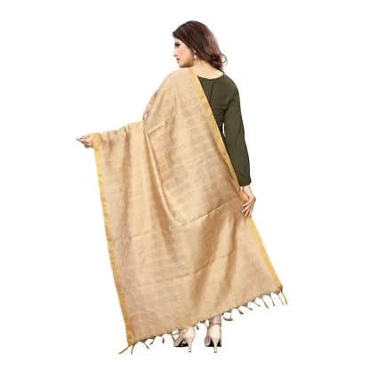 Women's Cotton Jari Woven Work Dupatta (Beige, Length:2-2.4 mtr) - Image 2