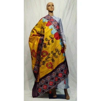 Women's Khadi Silk Digital Printed Dupatta (Musterd Yellow, Length:2-2.4 mtr)