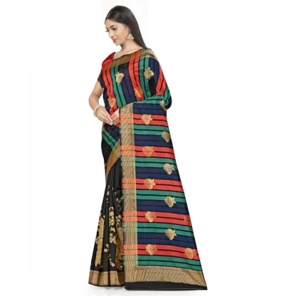 Women's Banarasi Silk Saree With Blouse (Black, 5-6Mtrs) - Image 4