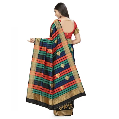 Women's Banarasi Silk Saree With Blouse (Black, 5-6Mtrs) - Image 3