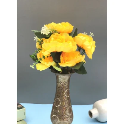 Artificial Flowers Bunch Bouquet Of 7 Poppy Flowers For Home Decoration (Yellow, Material:Silk, Polyester) - Image 2