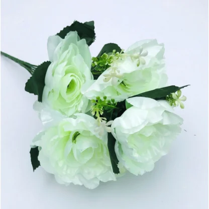 Artificial Flowers Bunch Bouquet Of 7 Poppy Flowers For Home Decoration (White, Material:Silk, Polyester) - Image 2