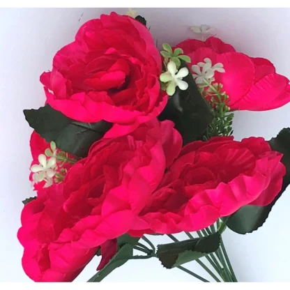 Artificial Flowers Bunch Bouquet Of 7 Poppy Flowers For Home Decoration (Darkpink, Material:Silk, Polyester) - Image 2