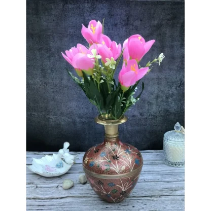 Artificial Flowers Bunch Bouquet Of Daffodil Tulip Flowers For Home Decoration (Light Pink, Material:Silk, Polyester) - Image 2