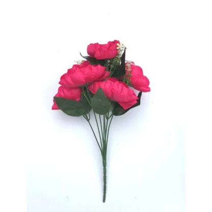 Artificial Flowers Bunch Bouquet Of 7 Poppy Flowers For Home Decoration (Darkpink, Material:Silk, Polyester)