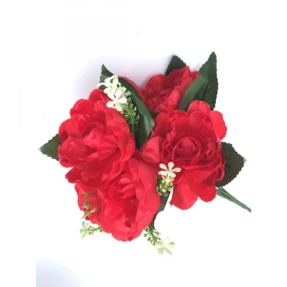 Artificial Flowers Bunch Bouquet Of 7 Poppy Flowers For Home Decoration (Red, Material:Silk, Polyester) - Image 2