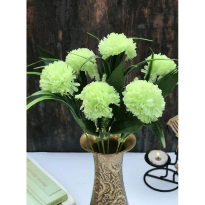 Artificial Flowers Bunch Bouquet Of 6 Chrysanthemum Flowers For Home Decoration (Green, Material:Silk, Polyester) - Image 3