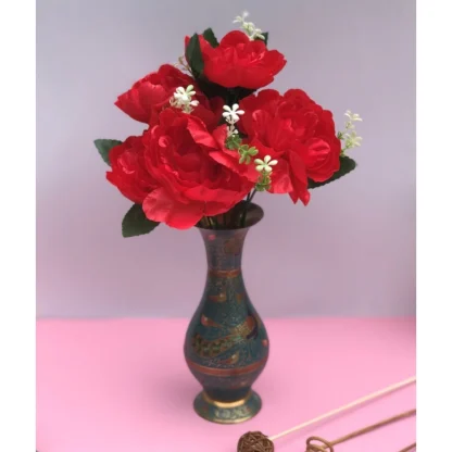 Artificial Flowers Bunch Bouquet Of 7 Poppy Flowers For Home Decoration (Red, Material:Silk, Polyester) - Image 3