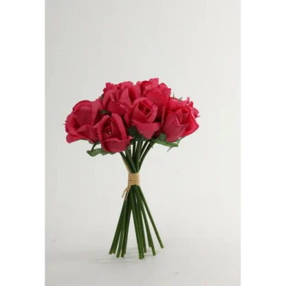 Artificial Rose Flowers Bunch Bouquet Of 13 Roses For Home Decoration (Dark Pink, Material:Silk, Polyester) - Image 4