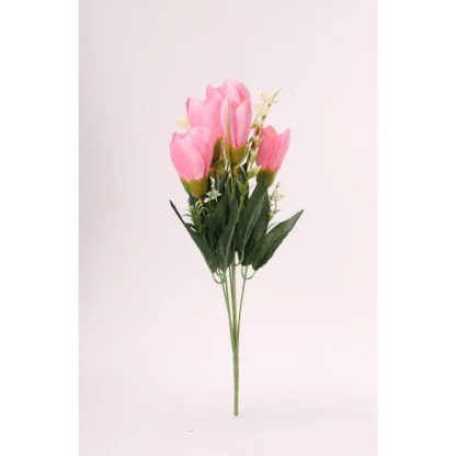 Artificial Flowers Bunch Bouquet Of Daffodil Tulip Flowers For Home Decoration (Light Pink, Material:Silk, Polyester) - Image 3