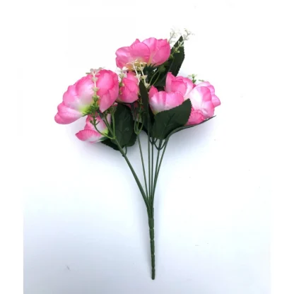 Artificial Flowers Bunch Bouquet Of 7 Poppy Flowers For Home Decoration (Light Pink, Material:Silk, Polyester) - Image 4