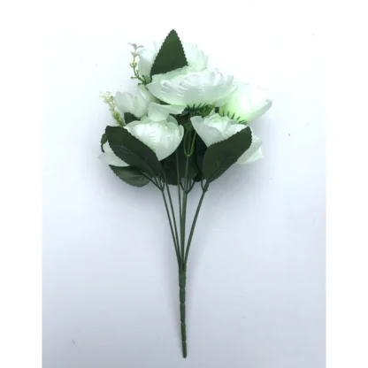 Artificial Flowers Bunch Bouquet Of 7 Poppy Flowers For Home Decoration (White, Material:Silk, Polyester) - Image 4