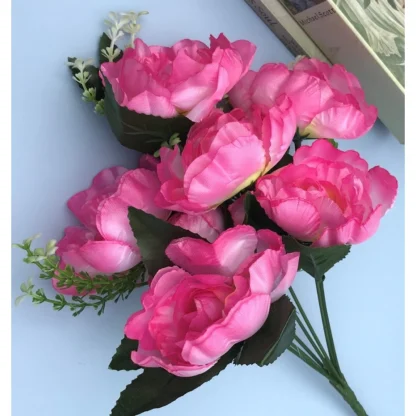 Artificial Flowers Bunch Bouquet Of 7 Poppy Flowers For Home Decoration (Light Pink, Material:Silk, Polyester) - Image 3