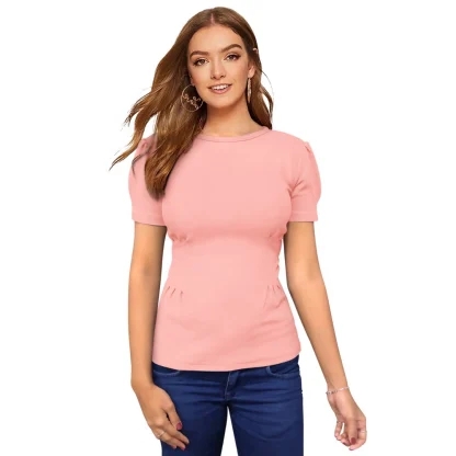 Women's Western Wear Hosiery T Shirts (Peach)