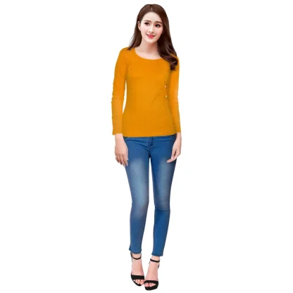 Women's Western Wear Hosiery T Shirts (Yellow)