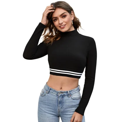 Women's Western Wear Hosiery Crop-Top (Black)