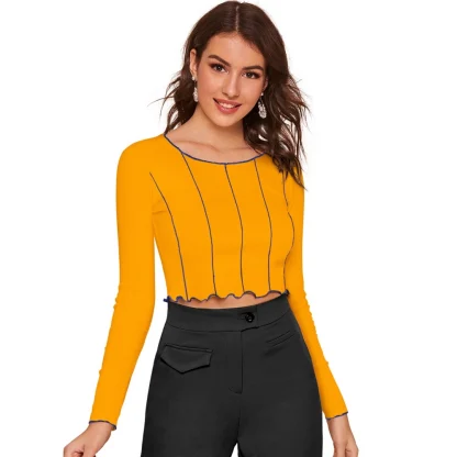 Women's Western Wear Hosiery Crop Top (Yellow)