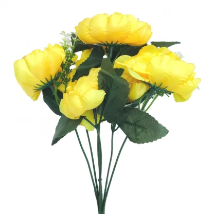 Artificial Flowers Bunch Bouquet Of 7 Poppy Flowers For Home Decoration (Yellow, Material:Silk, Polyester)