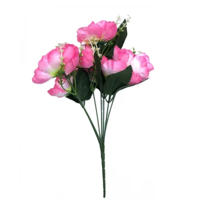 Artificial Flowers Bunch Bouquet Of 7 Poppy Flowers For Home Decoration (Light Pink, Material:Silk, Polyester)