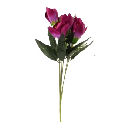 Artificial Flowers Bunch Bouquet Of Daffodil Tulip Flowers For Home Decoration (Purple, Material:Silk, Polyester)