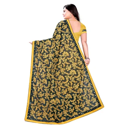 Women's Lycra Blend Saree with Blouse (Mustard, 5-6 Mtrs) - Image 2