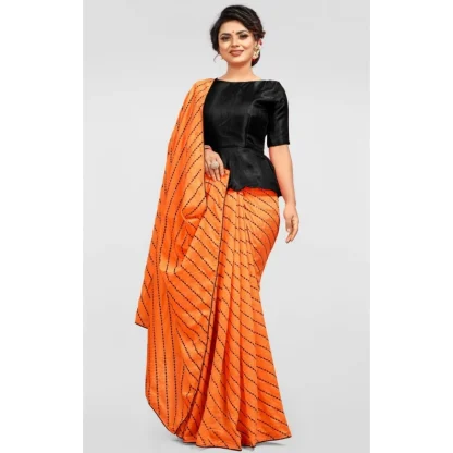 Women's Vichitra Saree with Blouse (Orange, 5-6 Mtrs) - Image 4