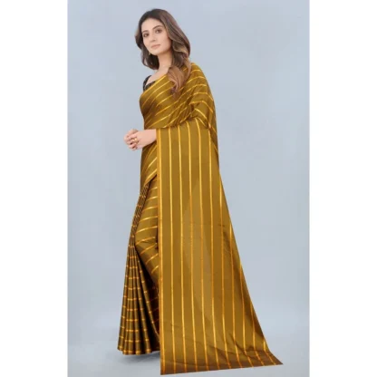 Women's Satin Silk Saree with Blouse (Mustard, 5-6 Mtrs) - Image 3