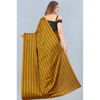 Women's Satin Silk Saree with Blouse (Mustard, 5-6 Mtrs) - Image 2